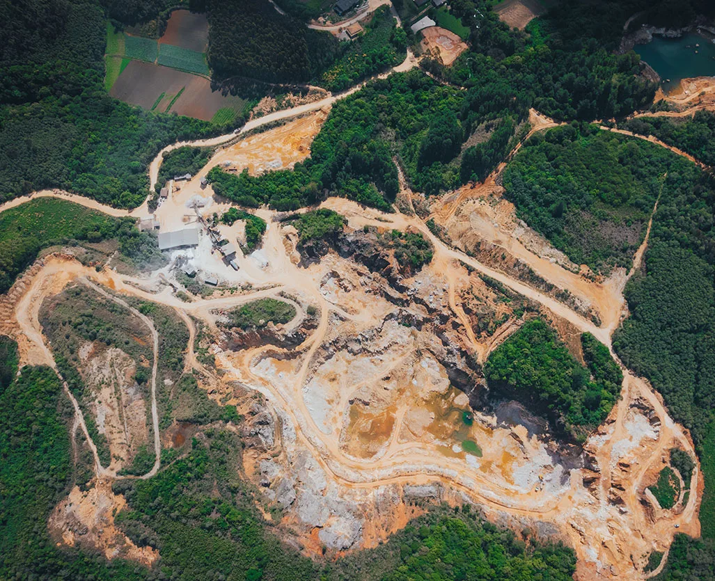 Vista aérea da unidade de Mineração do Grupo Capivari